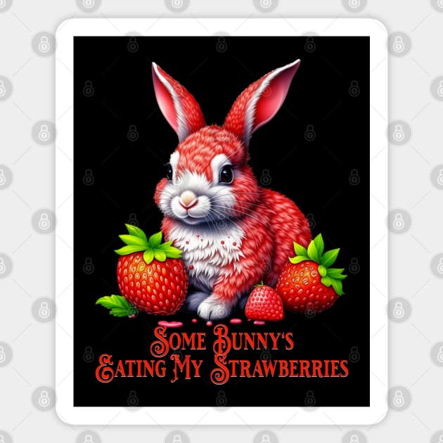 Strawberry Bunny Magnet by HolidayBug